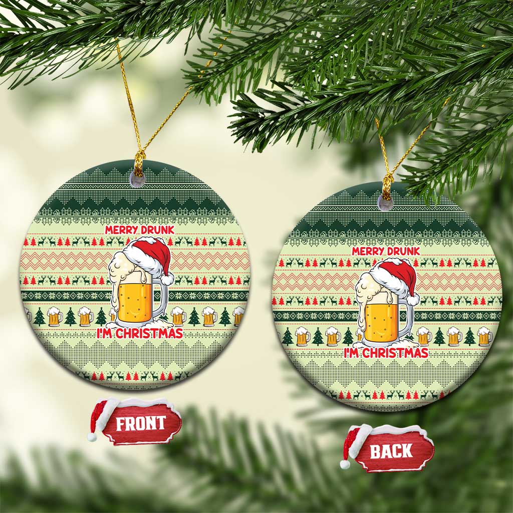 Merry Drunk I'm Christmas Ceramic Ornament Xmas Holiday Patterns - Wonder Print Shop