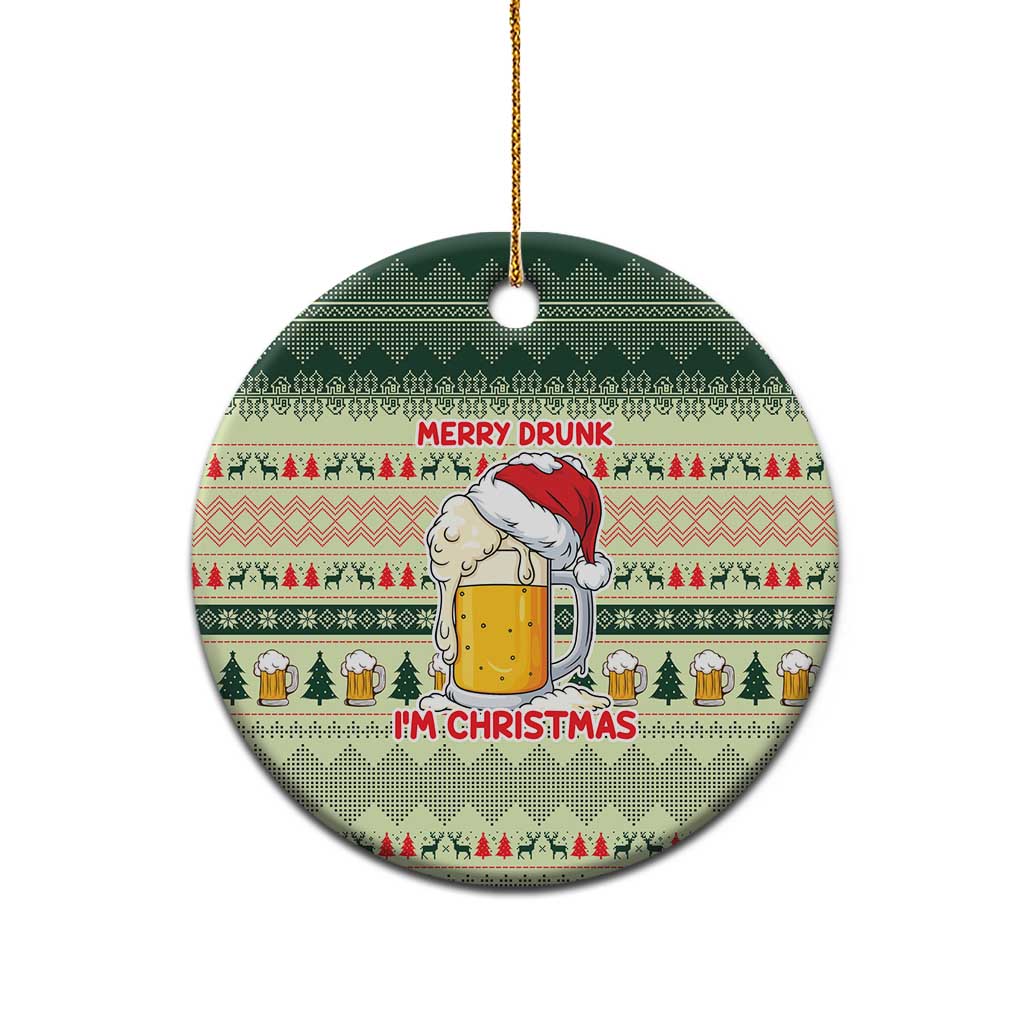 Merry Drunk I'm Christmas Ceramic Ornament Xmas Holiday Patterns - Wonder Print Shop