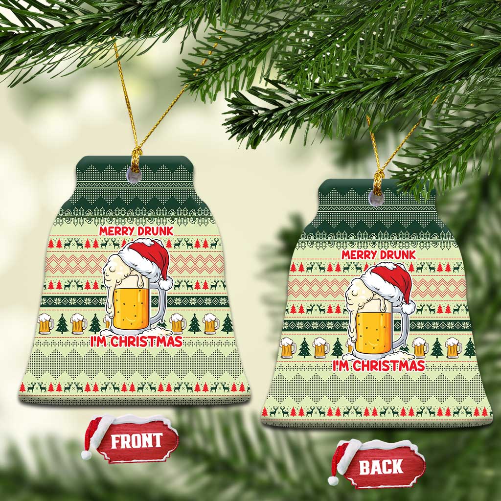 Merry Drunk I'm Christmas Ceramic Ornament Xmas Holiday Patterns - Wonder Print Shop