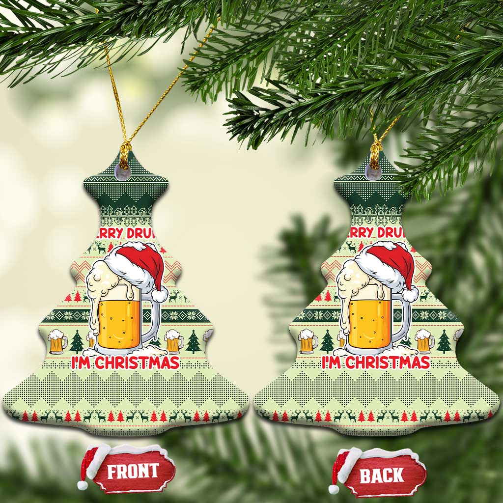 Merry Drunk I'm Christmas Ceramic Ornament Xmas Holiday Patterns - Wonder Print Shop
