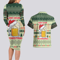 Merry Drunk I'm Christmas Couples Matching Long Sleeve Bodycon Dress and Hawaiian Shirt Xmas Holiday Patterns - Wonder Print Shop