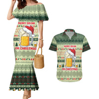 Merry Drunk I'm Christmas Couples Matching Mermaid Dress and Hawaiian Shirt Xmas Holiday Patterns - Wonder Print Shop