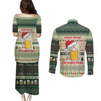 Merry Drunk I'm Christmas Couples Matching Puletasi and Long Sleeve Button Shirt Xmas Holiday Patterns - Wonder Print Shop