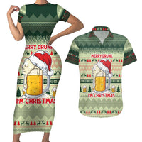 Merry Drunk I'm Christmas Couples Matching Short Sleeve Bodycon Dress and Hawaiian Shirt Xmas Holiday Patterns - Wonder Print Shop