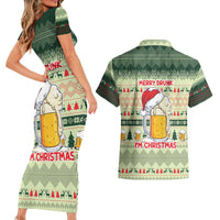 Merry Drunk I'm Christmas Couples Matching Short Sleeve Bodycon Dress and Hawaiian Shirt Xmas Holiday Patterns - Wonder Print Shop
