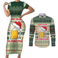 Merry Drunk I'm Christmas Couples Matching Short Sleeve Bodycon Dress and Long Sleeve Button Shirt Xmas Holiday Patterns - Wonder Print Shop