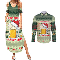 Merry Drunk I'm Christmas Couples Matching Summer Maxi Dress and Long Sleeve Button Shirt Xmas Holiday Patterns - Wonder Print Shop