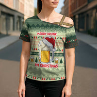 Merry Drunk I'm Christmas Cross Shoulder Shirt Xmas Holiday Patterns - Wonder Print Shop