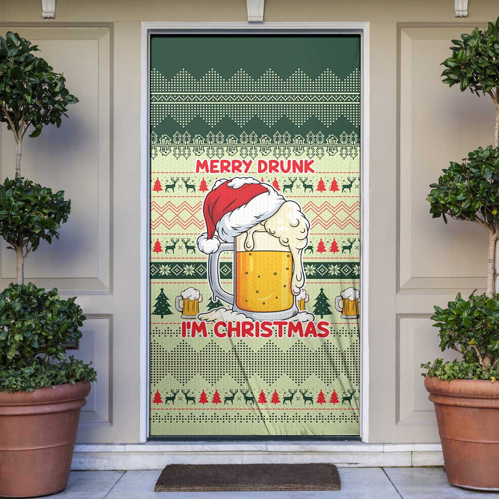 Merry Drunk I'm Christmas Door Cover Xmas Holiday Patterns - Wonder Print Shop