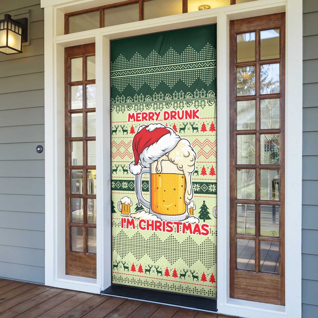 Merry Drunk I'm Christmas Door Cover Xmas Holiday Patterns - Wonder Print Shop