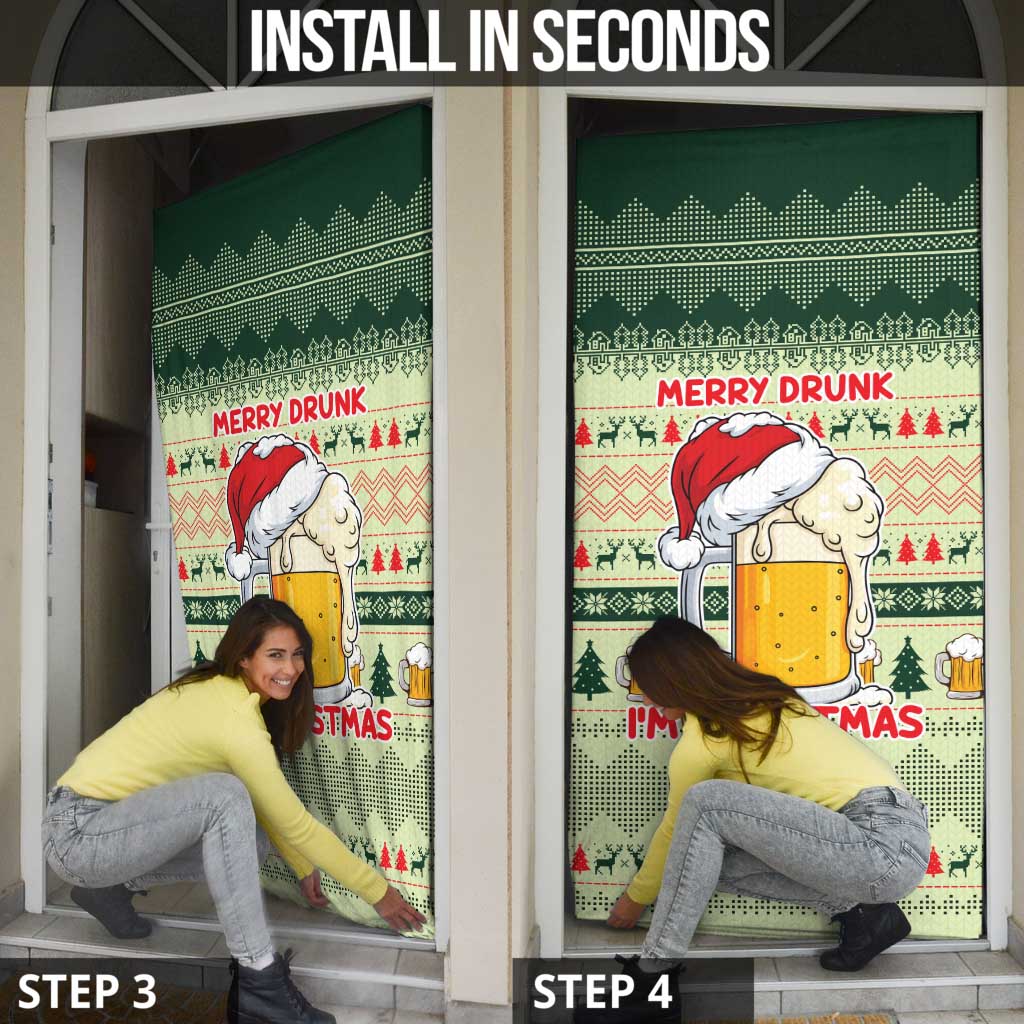 Merry Drunk I'm Christmas Door Cover Xmas Holiday Patterns - Wonder Print Shop