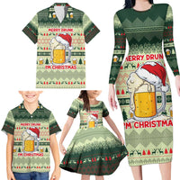 Merry Drunk I'm Christmas Family Matching Long Sleeve Bodycon Dress and Hawaiian Shirt Xmas Holiday Patterns - Wonder Print Shop