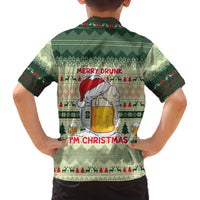 Merry Drunk I'm Christmas Family Matching Off The Shoulder Long Sleeve Dress and Hawaiian Shirt Xmas Holiday Patterns - Wonder Print Shop