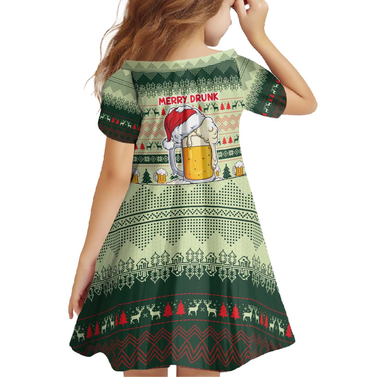 Merry Drunk I'm Christmas Family Matching Off The Shoulder Long Sleeve Dress and Hawaiian Shirt Xmas Holiday Patterns - Wonder Print Shop