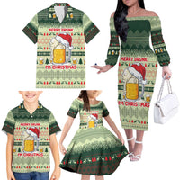 Merry Drunk I'm Christmas Family Matching Off The Shoulder Long Sleeve Dress and Hawaiian Shirt Xmas Holiday Patterns - Wonder Print Shop