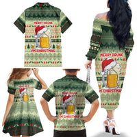 Merry Drunk I'm Christmas Family Matching Off The Shoulder Long Sleeve Dress and Hawaiian Shirt Xmas Holiday Patterns - Wonder Print Shop
