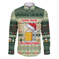 Merry Drunk I'm Christmas Family Matching Off The Shoulder Long Sleeve Dress and Hawaiian Shirt Xmas Holiday Patterns - Wonder Print Shop