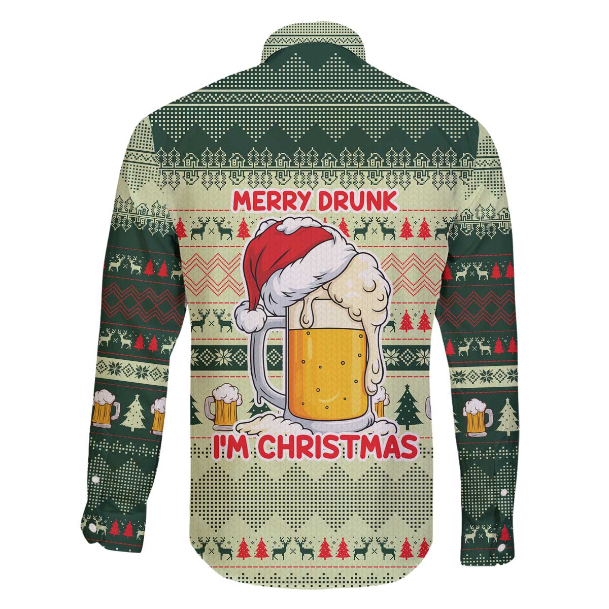 Merry Drunk I'm Christmas Family Matching Off The Shoulder Long Sleeve Dress and Hawaiian Shirt Xmas Holiday Patterns - Wonder Print Shop