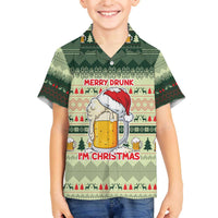 Merry Drunk I'm Christmas Family Matching Off The Shoulder Long Sleeve Dress and Hawaiian Shirt Xmas Holiday Patterns - Wonder Print Shop