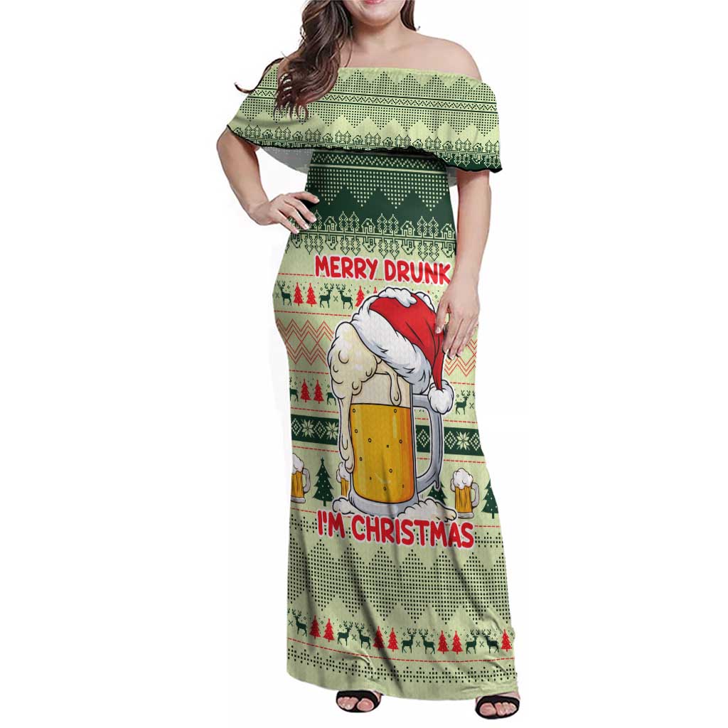 Merry Drunk I'm Christmas Family Matching Off Shoulder Maxi Dress and Hawaiian Shirt Xmas Holiday Patterns - Wonder Print Shop