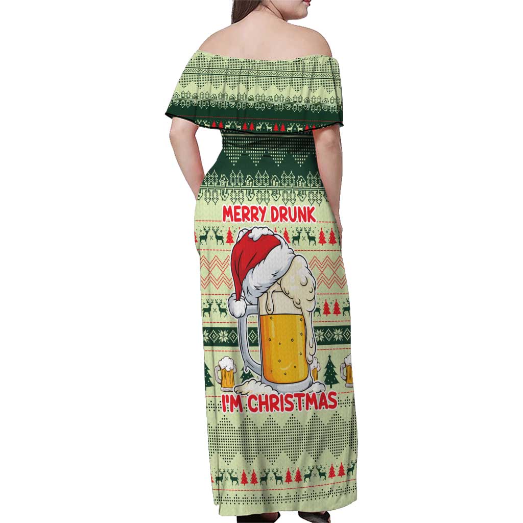 Merry Drunk I'm Christmas Family Matching Off Shoulder Maxi Dress and Hawaiian Shirt Xmas Holiday Patterns - Wonder Print Shop