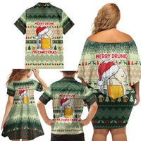 Merry Drunk I'm Christmas Family Matching Off Shoulder Short Dress and Hawaiian Shirt Xmas Holiday Patterns - Wonder Print Shop