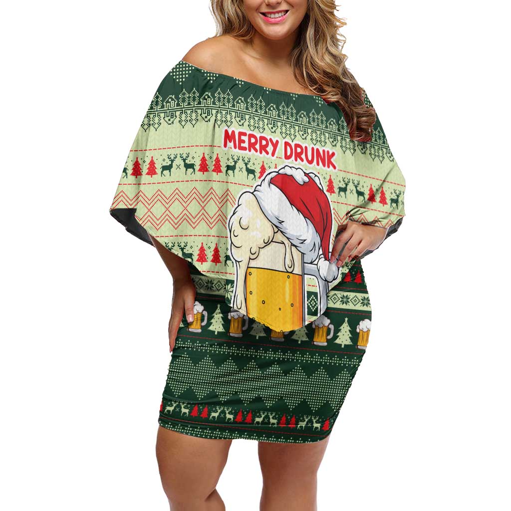 Merry Drunk I'm Christmas Family Matching Off Shoulder Short Dress and Hawaiian Shirt Xmas Holiday Patterns - Wonder Print Shop