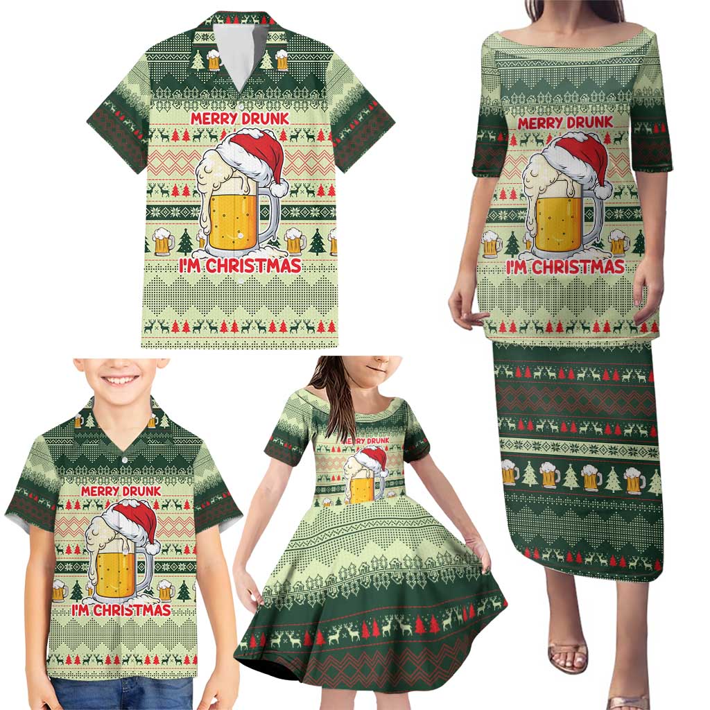 Merry Drunk I'm Christmas Family Matching Puletasi and Hawaiian Shirt Xmas Holiday Patterns - Wonder Print Shop