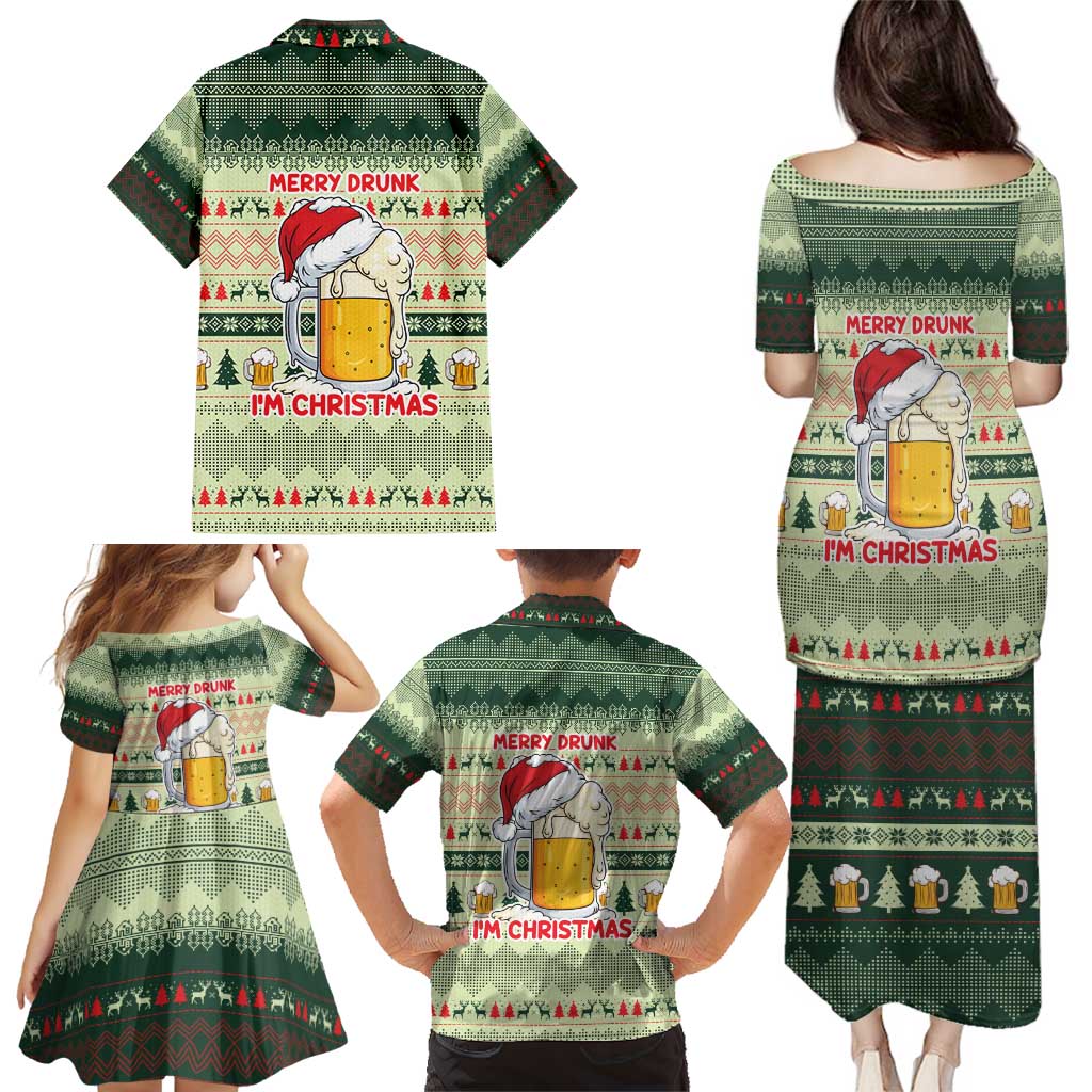 Merry Drunk I'm Christmas Family Matching Puletasi and Hawaiian Shirt Xmas Holiday Patterns - Wonder Print Shop