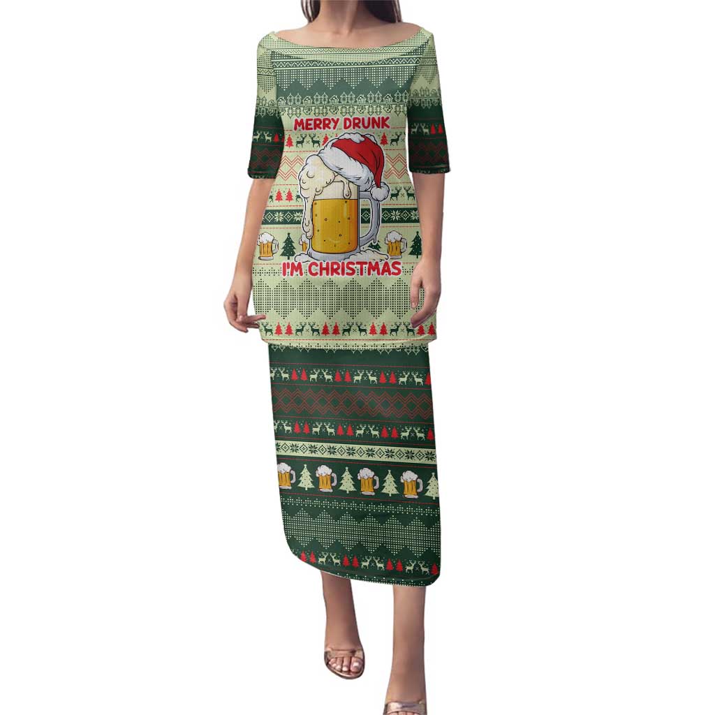 Merry Drunk I'm Christmas Family Matching Puletasi and Hawaiian Shirt Xmas Holiday Patterns - Wonder Print Shop