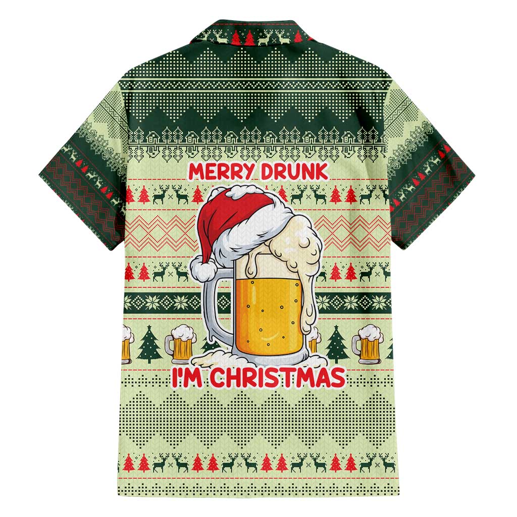 Merry Drunk I'm Christmas Family Matching Short Sleeve Bodycon Dress and Hawaiian Shirt Xmas Holiday Patterns - Wonder Print Shop