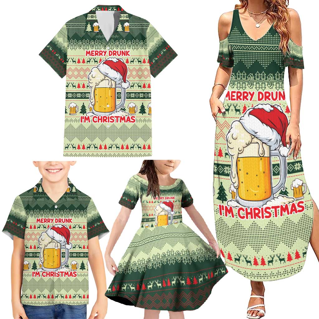 Merry Drunk I'm Christmas Family Matching Summer Maxi Dress and Hawaiian Shirt Xmas Holiday Patterns - Wonder Print Shop