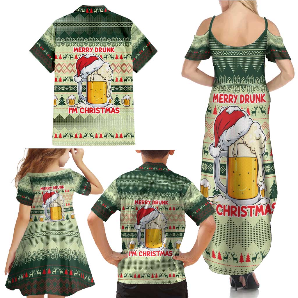Merry Drunk I'm Christmas Family Matching Summer Maxi Dress and Hawaiian Shirt Xmas Holiday Patterns - Wonder Print Shop