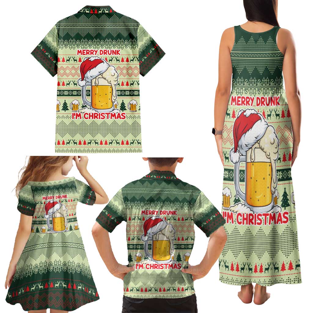 Merry Drunk I'm Christmas Family Matching Tank Maxi Dress and Hawaiian Shirt Xmas Holiday Patterns - Wonder Print Shop