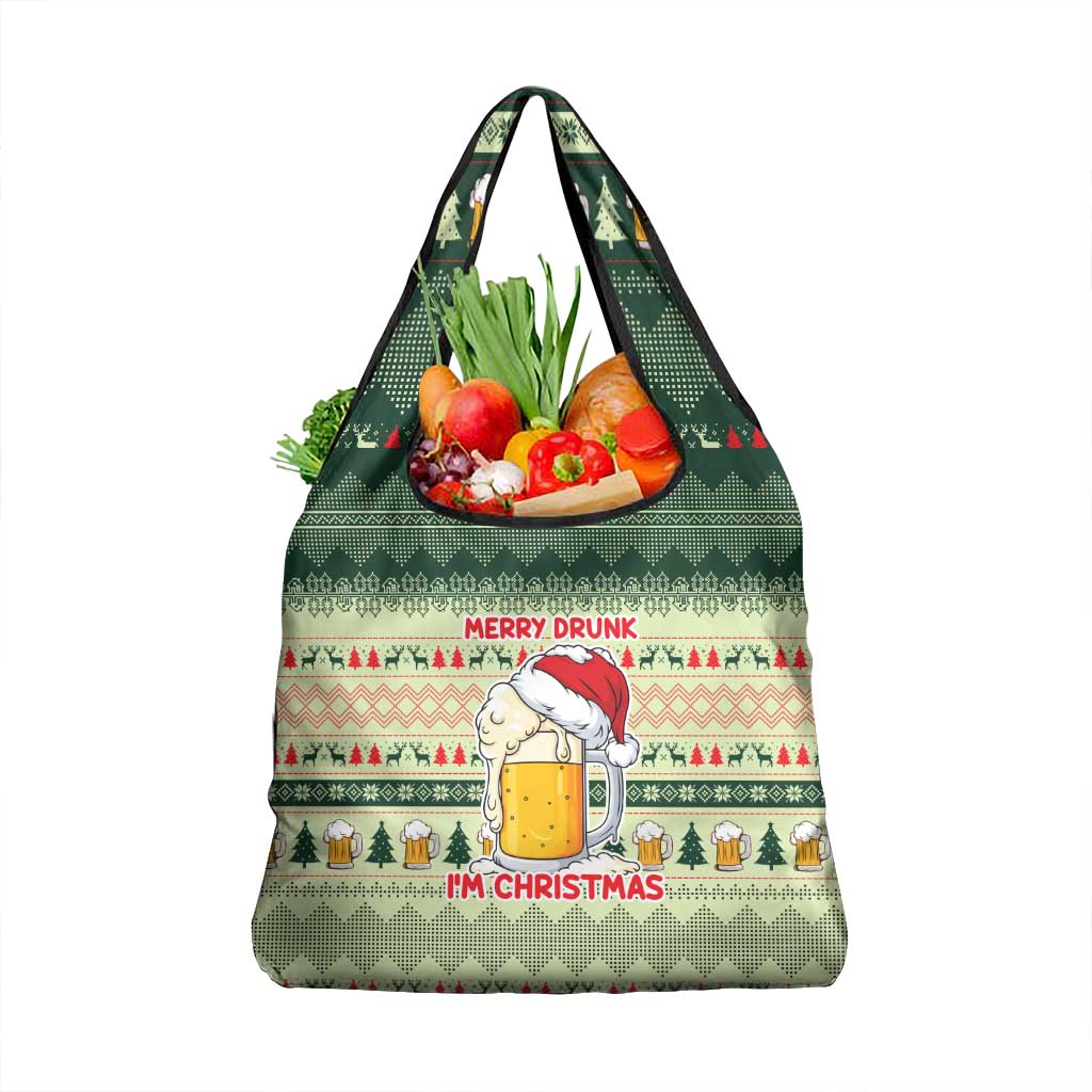 Merry Drunk I'm Christmas Grocery Bag Xmas Holiday Patterns - Wonder Print Shop