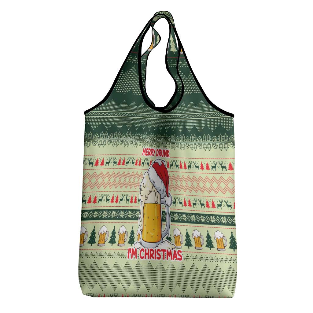 Merry Drunk I'm Christmas Grocery Bag Xmas Holiday Patterns - Wonder Print Shop