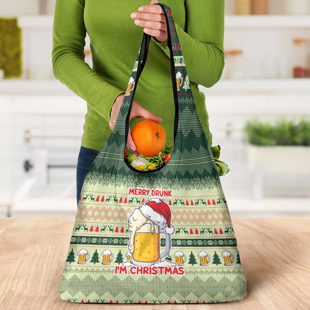 Merry Drunk I'm Christmas Grocery Bag Xmas Holiday Patterns - Wonder Print Shop
