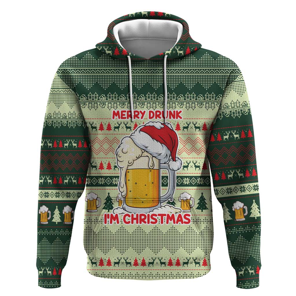 Merry Drunk I'm Christmas Hoodie Xmas Holiday Patterns - Wonder Print Shop