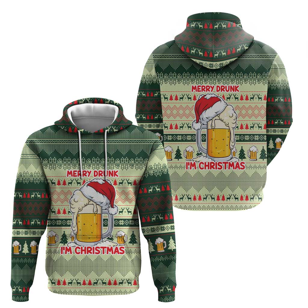 Merry Drunk I'm Christmas Hoodie Xmas Holiday Patterns - Wonder Print Shop