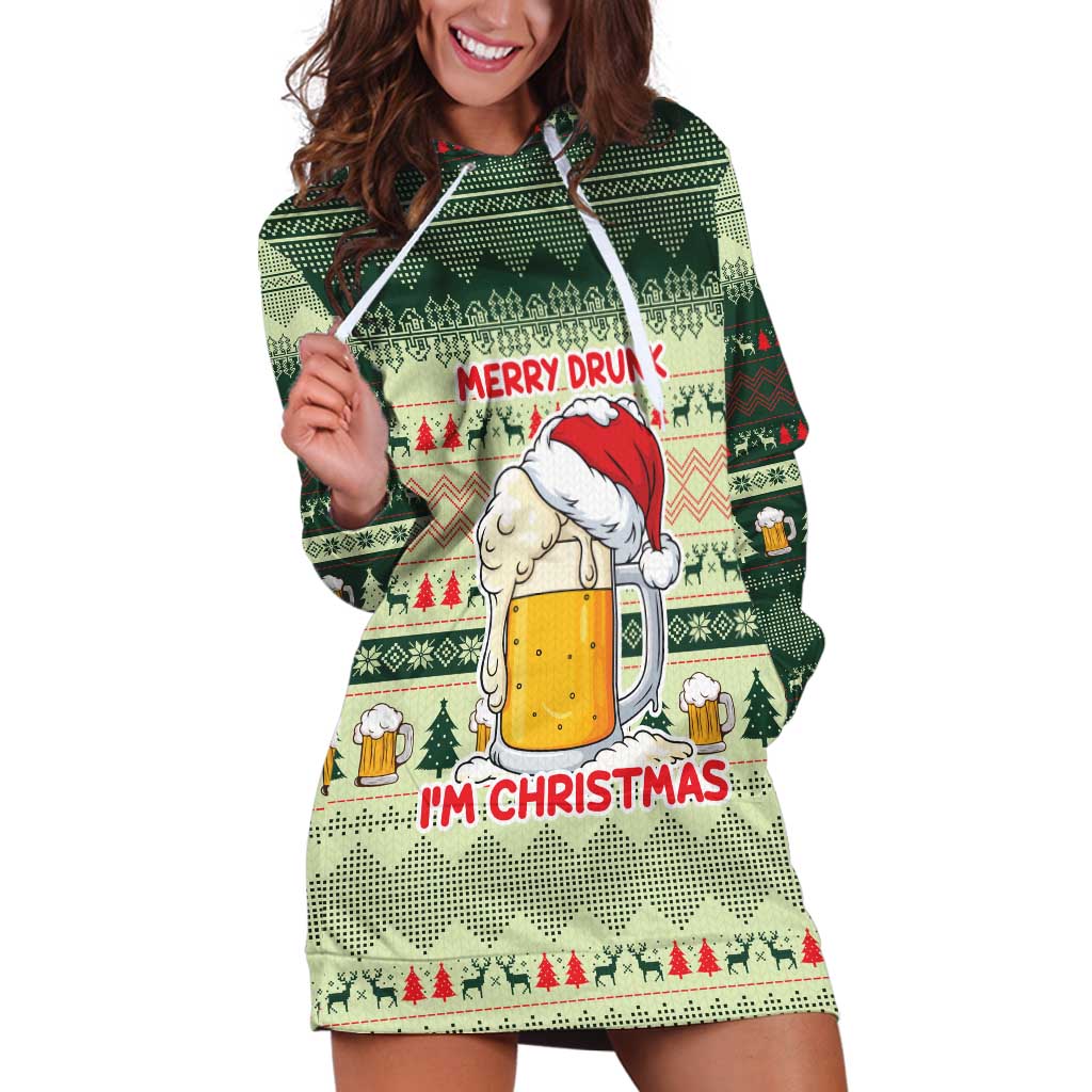 Merry Drunk I'm Christmas Hoodie Dress Xmas Holiday Patterns - Wonder Print Shop