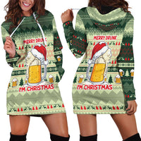 Merry Drunk I'm Christmas Hoodie Dress Xmas Holiday Patterns - Wonder Print Shop
