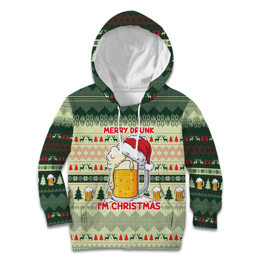 Merry Drunk I'm Christmas Kid Hoodie Xmas Holiday Patterns - Wonder Print Shop