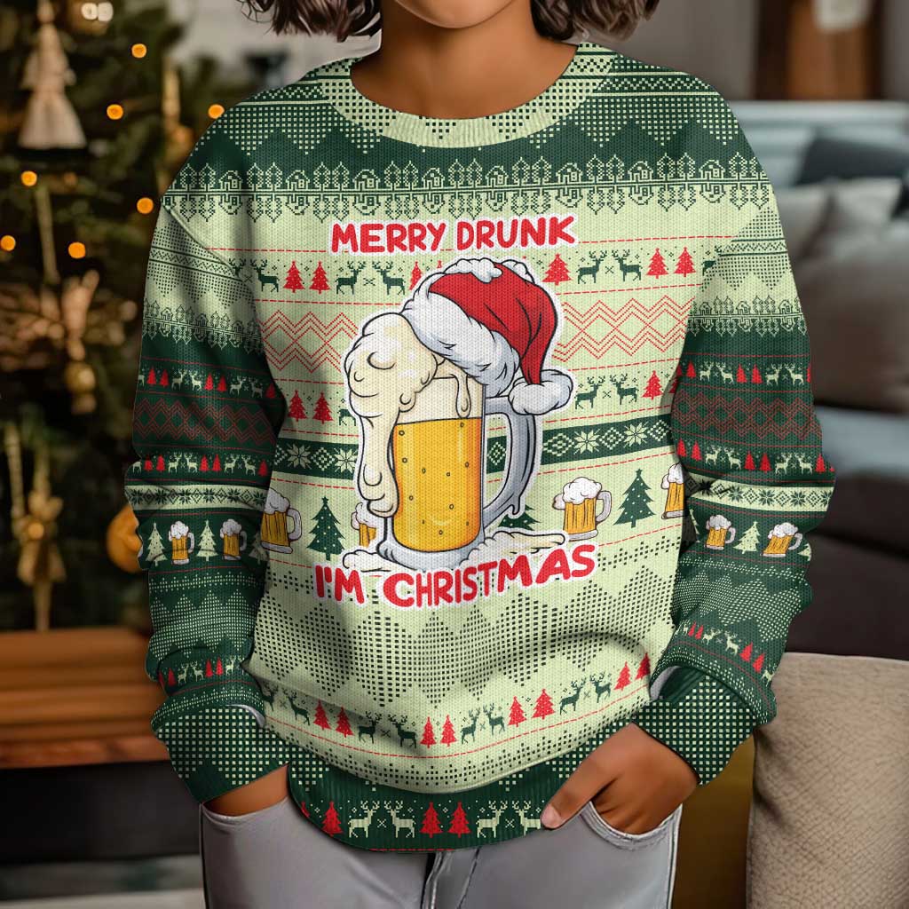 Merry Drunk I'm Christmas Kid Ugly Christmas Sweater Xmas Holiday Patterns - Wonder Print Shop