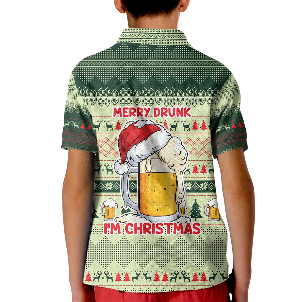 Merry Drunk I'm Christmas Kid Polo Shirt Xmas Holiday Patterns - Wonder Print Shop
