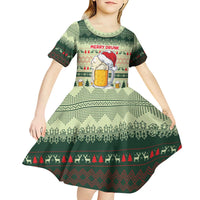 Merry Drunk I'm Christmas Kid Short Sleeve Dress Xmas Holiday Patterns - Wonder Print Shop