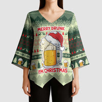 Merry Drunk I'm Christmas Kimono Sleeve Blouse Xmas Holiday Patterns - Wonder Print Shop
