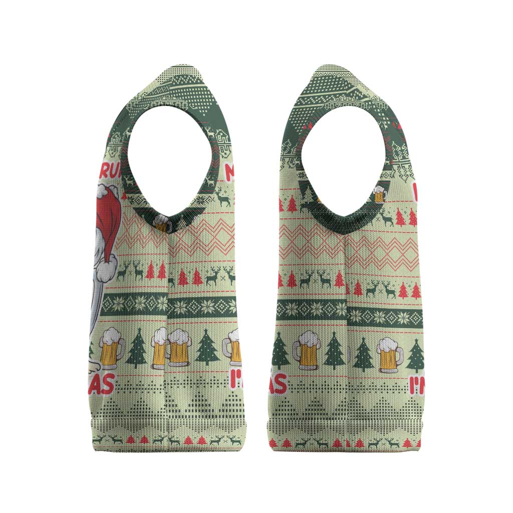 Merry Drunk I'm Christmas Knitted V-Neck Vest Xmas Holiday Patterns - Wonder Print Shop