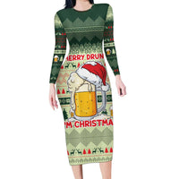 Merry Drunk I'm Christmas Long Sleeve Bodycon Dress Xmas Holiday Patterns - Wonder Print Shop