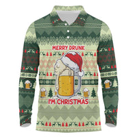 Merry Drunk I'm Christmas Long Sleeve Polo Shirt Xmas Holiday Patterns - Wonder Print Shop
