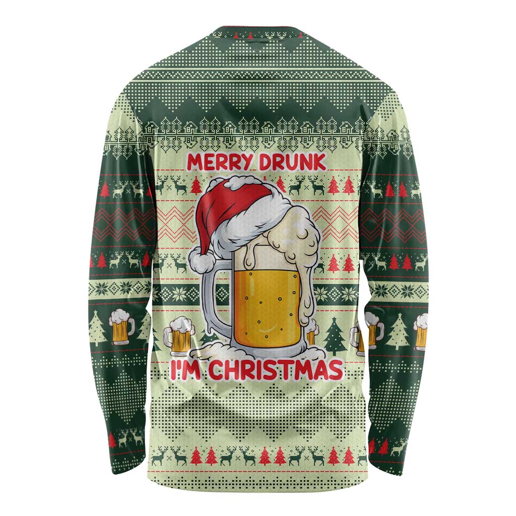 Merry Drunk I'm Christmas Long Sleeve Shirt Xmas Holiday Patterns - Wonder Print Shop